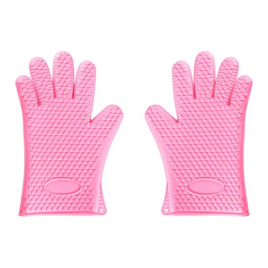1 Pair Silicone Gloves Heat Resistant Oven Mitts with Quilted Liner Non-Slip Textured Grip Kitchen Gloves for BBQ Baking Cooking