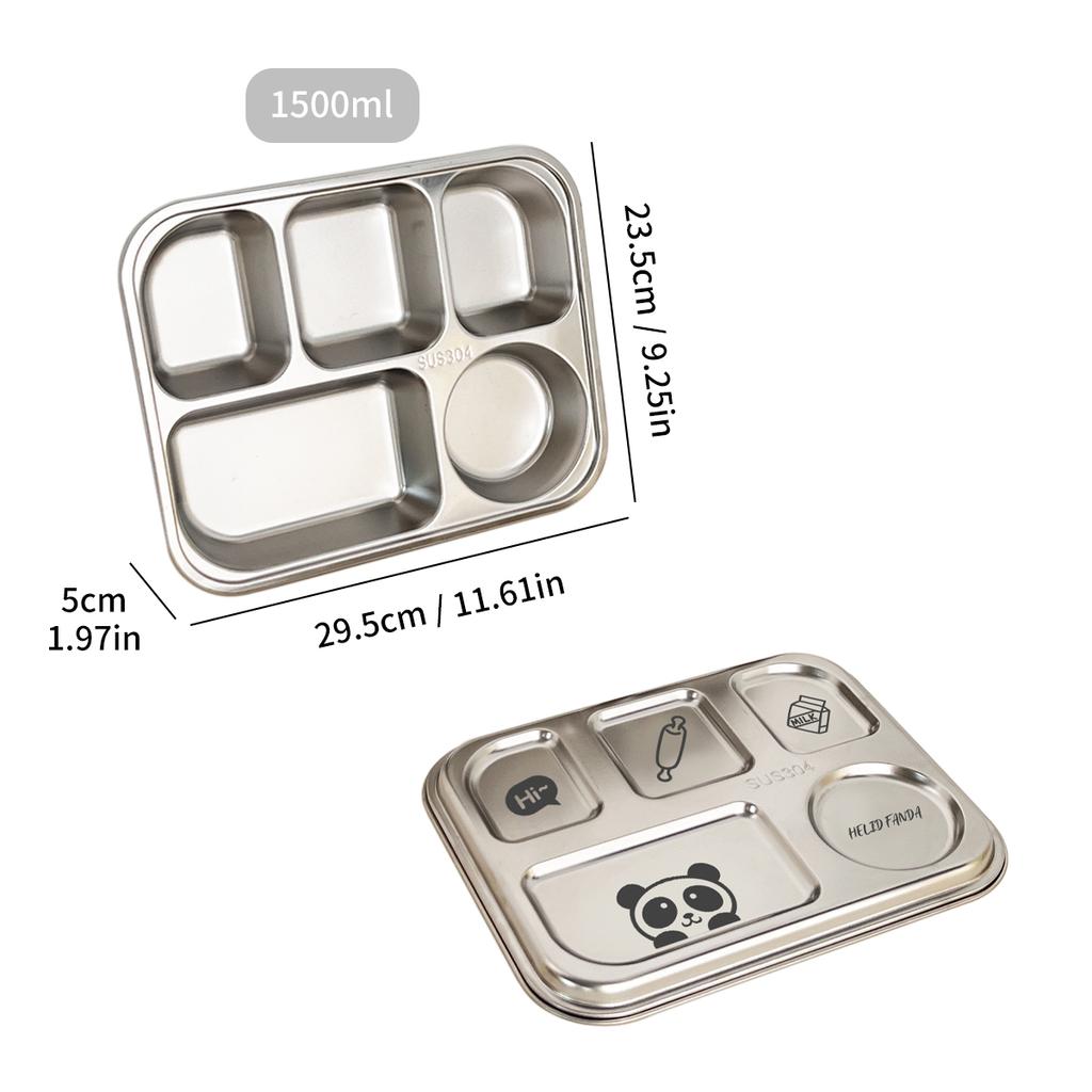 1/1,5 л Ланч-бокс из нержавеющей стали 304 с крышкой, отделения углублены, поднос для фаст-фуда, студенческая столовая, сетчатый бенто-бокс