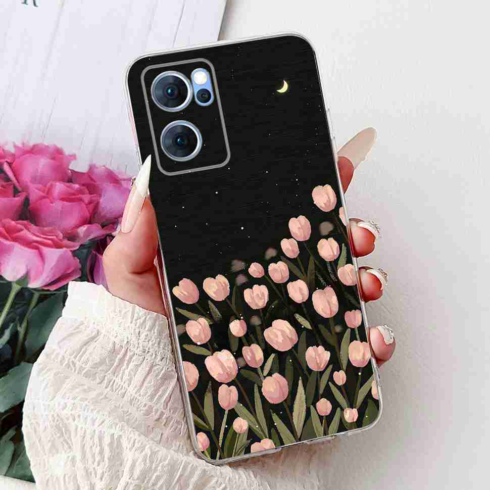 Чехол для Oppo Reno7 5G Милый Кот Цветок Расписная Крышка Мягкие Fundas Чехол для Телефона Для Oppo Find X5 FindX5 Lite Reno 7 5G Задняя Крышка