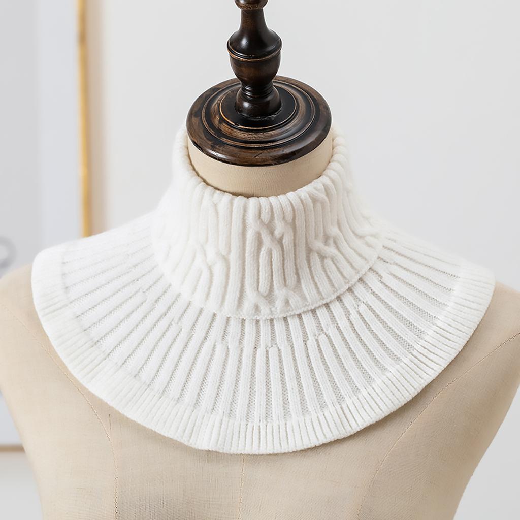 Winter Windproof Knitted Fake Collar Scarf With Wooden Ear Women Turtleneck Warm Knitted False Fake Collar Detachable Scarf