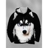 3D Husky Dog Print Sweatshirts Casual Hooded Tops Y2k Pullover Clothes Harajuku Top Men's Clothing