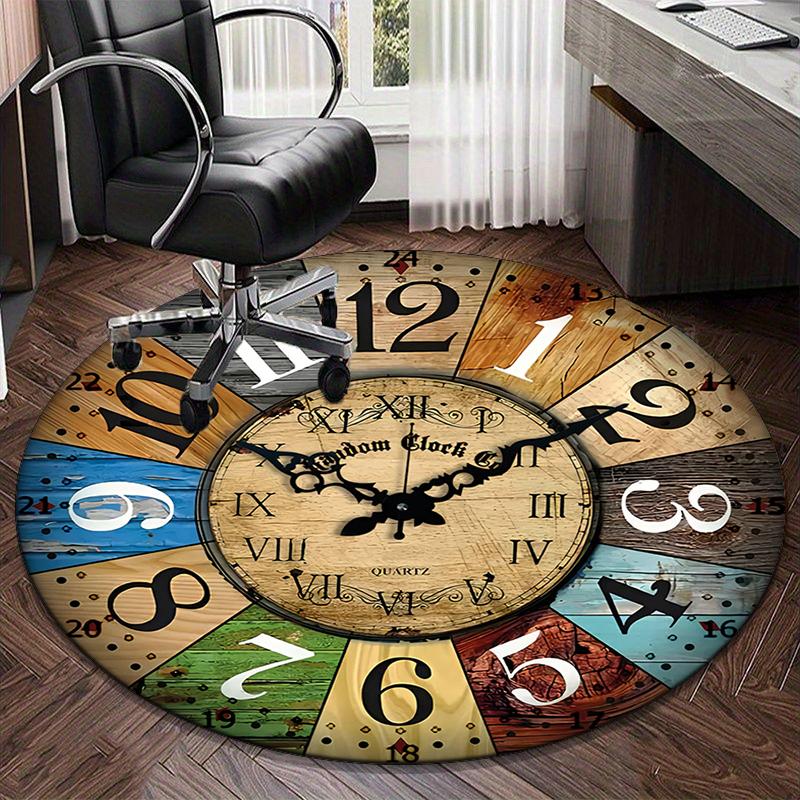 Vintage Cafe Clock Design round carpet Chair cushion Round Entryway Rug, Soft Round Rugs for Living Room, Bedroom, Circle Carpet decor gifts