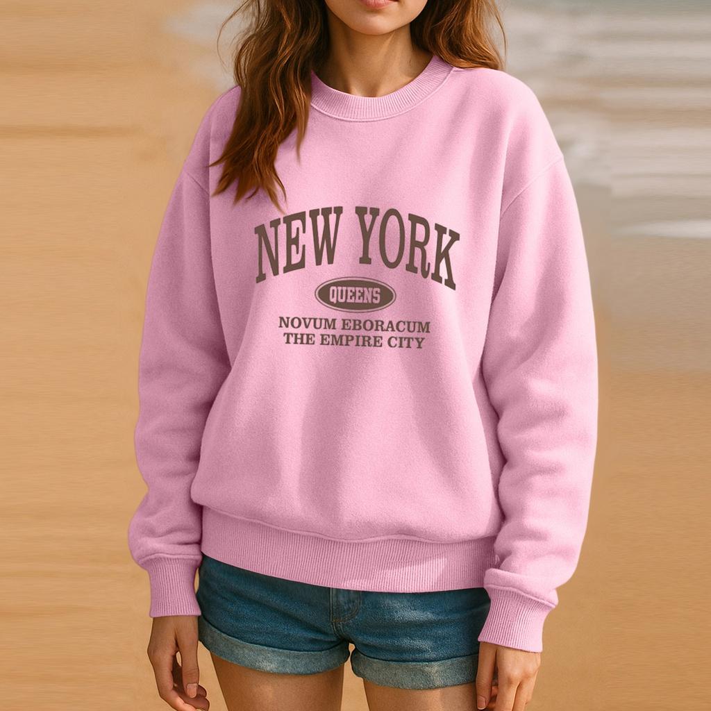 Толстовка с круглым вырезом для женщин, осенние графические толстовки для отпуска с длинным рукавом и заниженной линией плеч