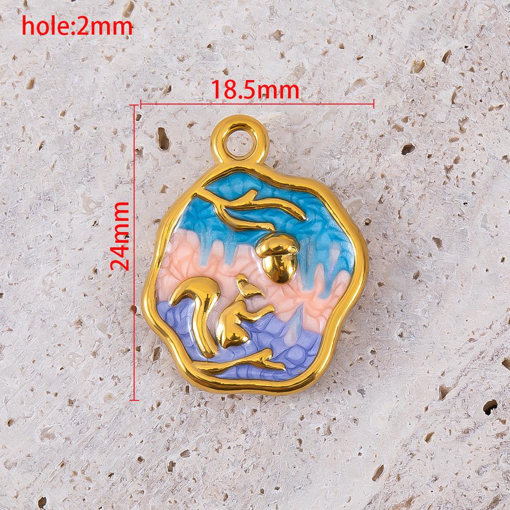 2pcs Stainless Steel Retro Ocean Turtle Octopus Crab Shell Star Pendant Necklace Earring Flower Charm Jewelry Making Craft Gift