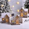 LED Lighted Cabin Christmas Ornament Wooden Christmas House Christmas Decoration