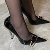 Красивый!!! Мисс Цяньцзинь, сексуальные туфли на шпильке для женщин, заостренные лакированные туфли, легкие металлические пряжки на высоком каблуке