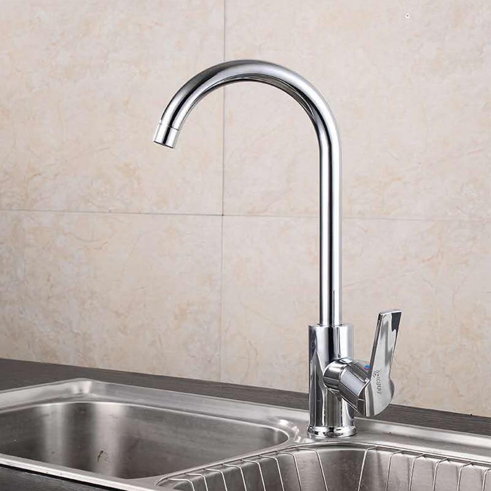 Kitchen Sink Faucet Cold Hot Mixer Tap Deck Mounted Swivel Tap Polished Chrome Plated Sprayer Single Handle Bathroom Faucet