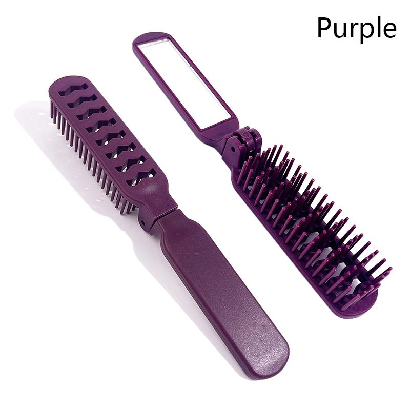 Hollow Comb Foldable Small Hair Comb 2 In 1 Hair Brush With Mirror Portable Massage Anti-Static Comb Trave Styling Accessories