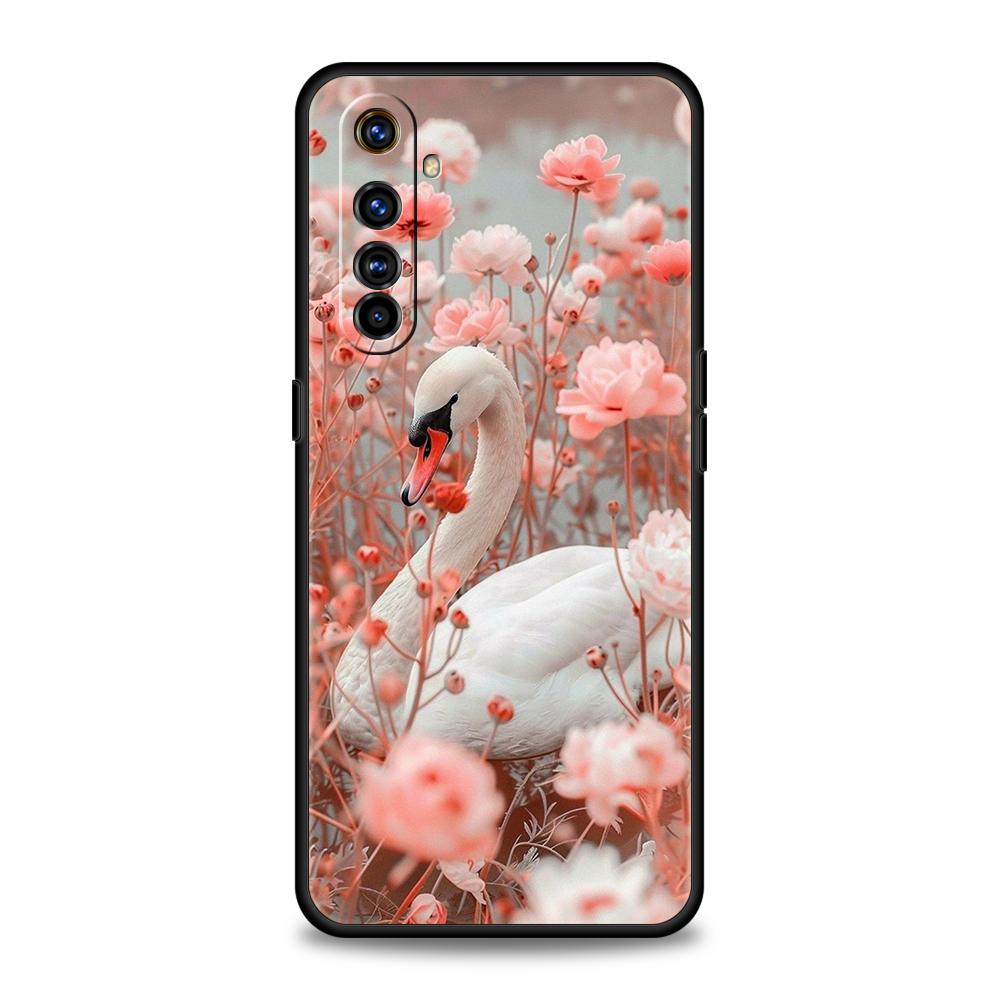 Мягкий ТПУ Чехол для Realme 11 10 9 Pro Plus GT2 GT3 GT5 C21 C25 C35 C53 C55 C67 Pro 5G Ударопрочный Чехол для Телефона Элегантный Дизайн Белого Лебедя