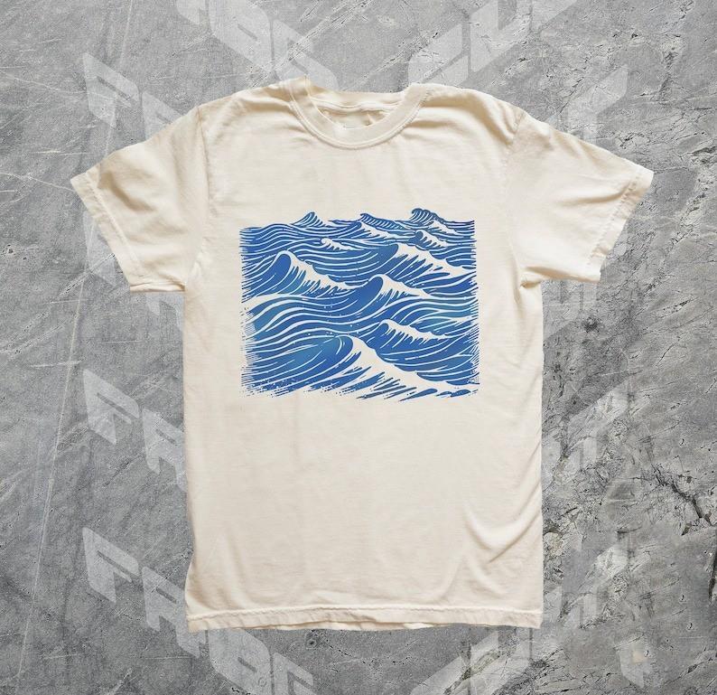 Vintage Ocean Sea Shirt 90s Screen Print Waves Style Graphic Full Size S3XL