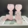12.5-16cm Rose Quartz Moss Agate Human Shaped Candle Holders Healing Quartz Crystal Candle Holder Carvings for Wedding Gift