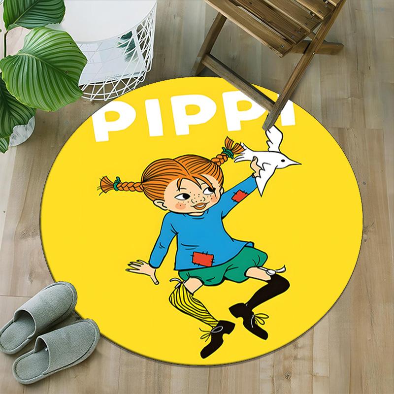 1pc Pippi Longstocking2 Print Round Carpet Chair Round Carpet Suitable for Bedroom Living Room Home Decorative Carpet