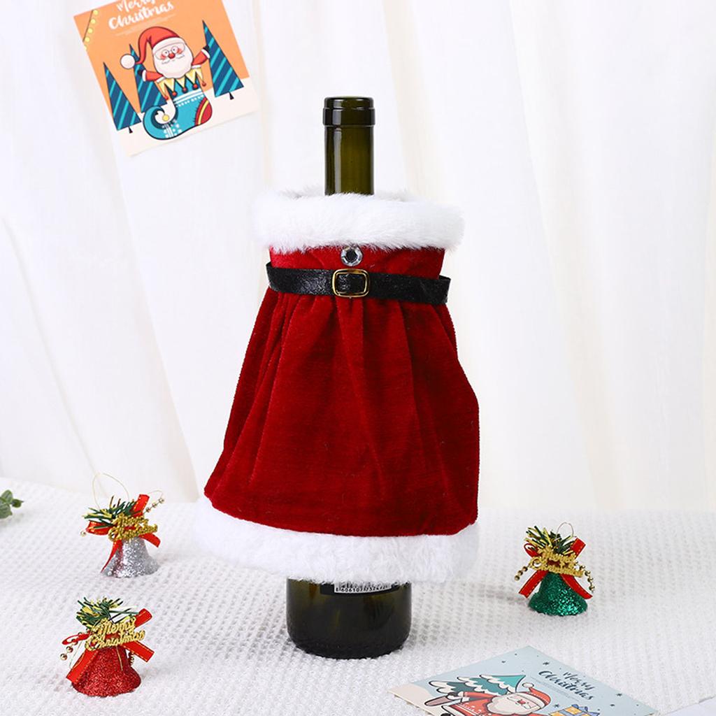 Christmas Red Wine Bottle Cap Dress Christmas Skirt Wine Decor Reusable Wine Gift Access Holiday Bottle Decor
