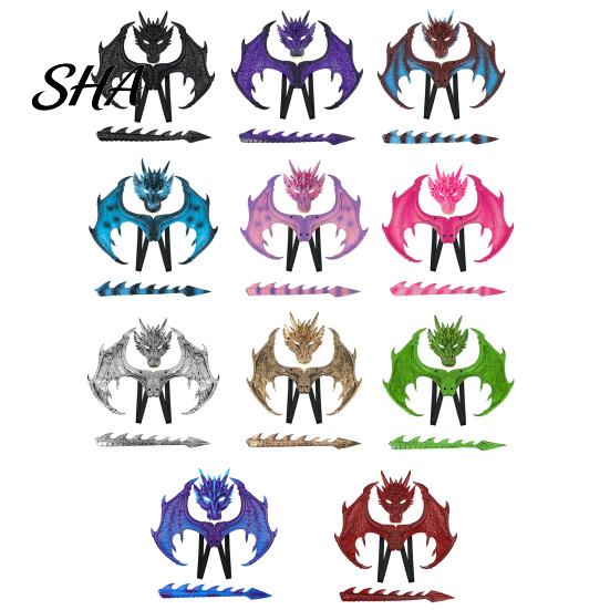 Dragon Dress Up Set Children's Costumes Set, with Mask Tail And Wing, Lightweight Comfortable Cosplay Costumes, for Ages 3-12 Halloween Party 3D Wings