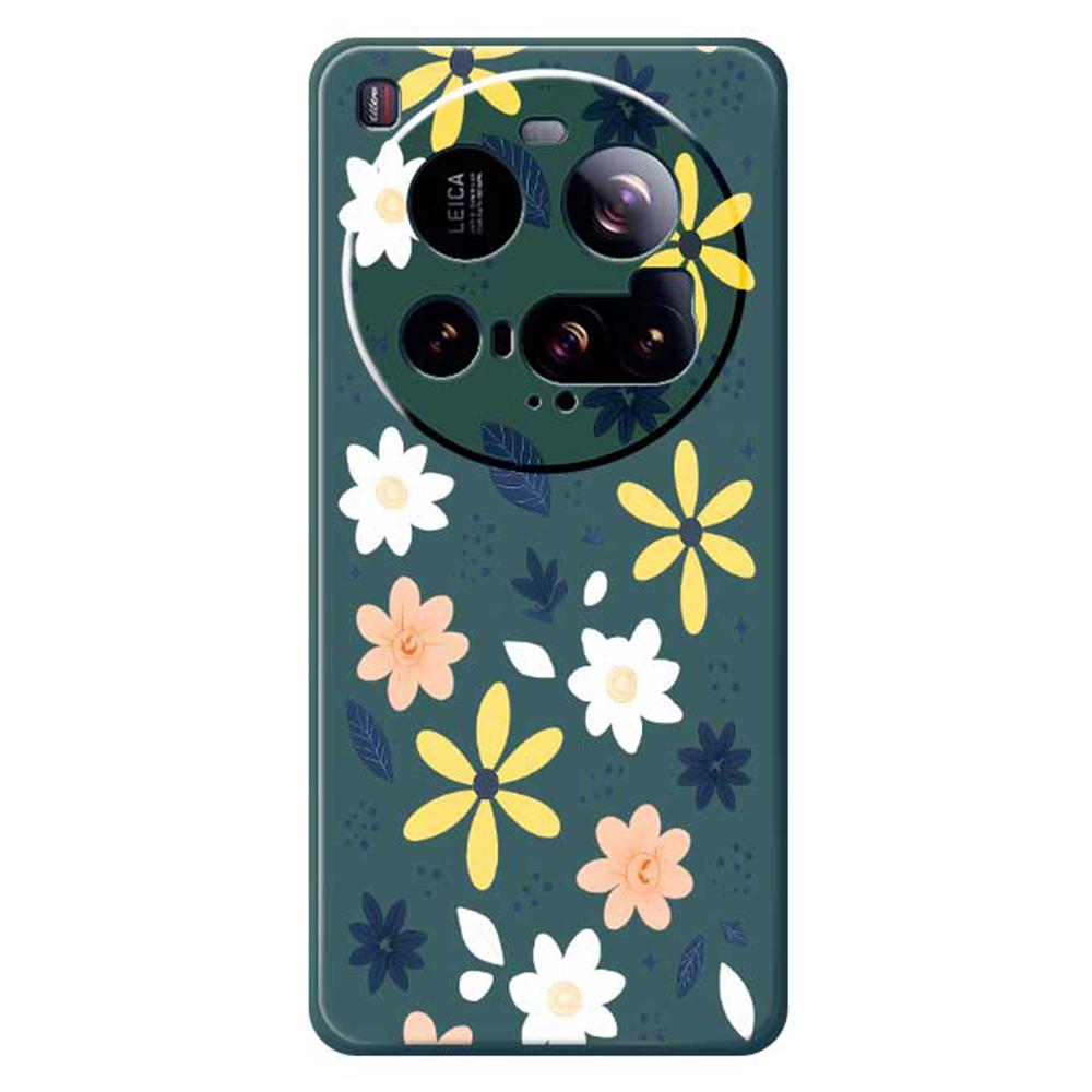 For Xiaomi 15 Ultra Case Colorful Floral Blue Leaves Pattern Printing Straight Edge TPU Phone Back Cover