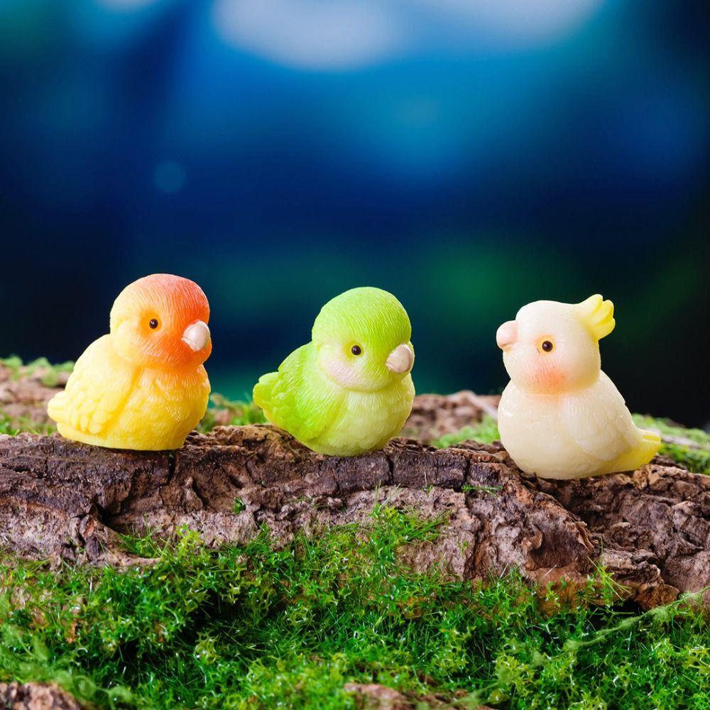 4PCS/SET Cartoon Style Parrot Decorations Resin Landscape Decoration Desktop Decoration Landscaping