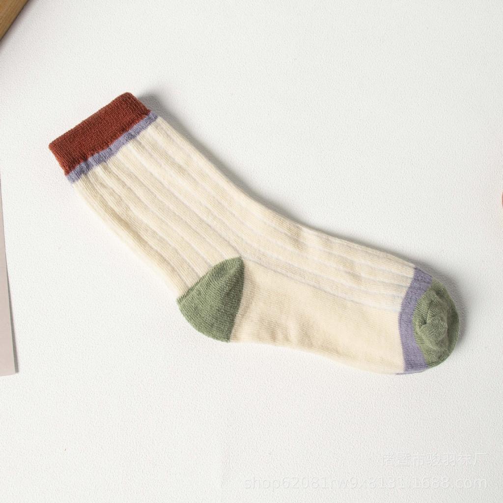 5 пар, женские, комбинированные носки, ребристая средняя часть стопы, дышащие носки, влагоотводящие носки, высокая эластичность, полосатые носки, спортивные длинные носки