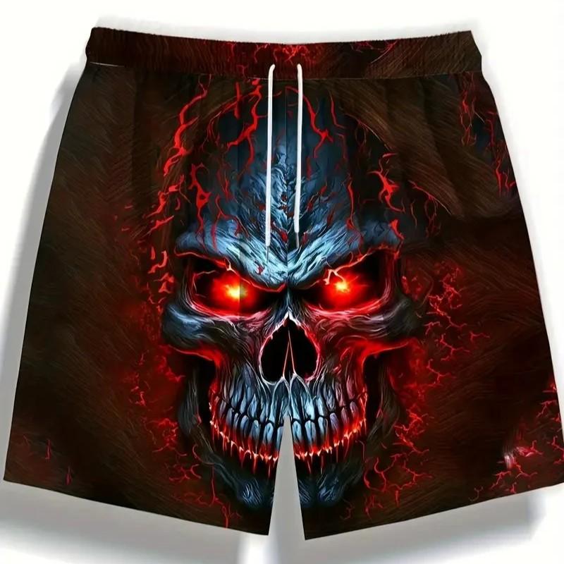 Vintage Skull Ghost Boxing Muay Thai Kickboxing Shorts Pants 3D Print Training Unisex Men Women Quick Dry Fitness Gym Sport Workout Casual Streetwear