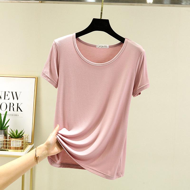 Женский универсальный летний топ с коротким рукавом 2025: Похудение, Свободный крой, Повседневная базовая футболка