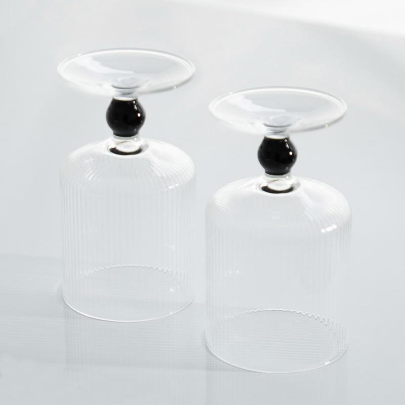 Полосатая стеклянная чашка для мороженого, высокая чашка для ликера, шампанского, вина, сока