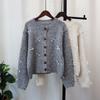 Crew Neck Bow Sweet Gentle Wind Knitted Cardigan Autumn and Winter New Design Sense Loose Sweater Jacket Women