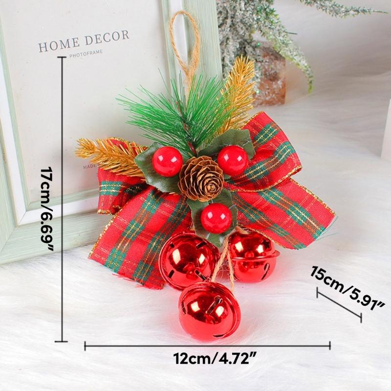 Christmas Bowknot with Bells for Christmas Tree Hanging Ornament Christmas Decoration Pendant Baubles Wedding Party Gift