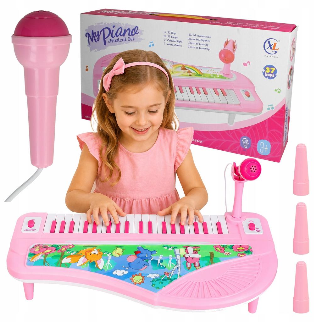 [PACZA] Pink mini piano keyboard for children with legs, 37 keys, N68