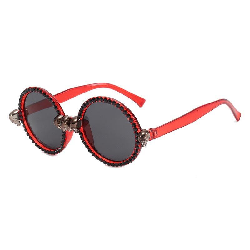 Fashion Round Frame Sunglasses, Personalized Tiled Skull Shape Glasses, Sunglasses