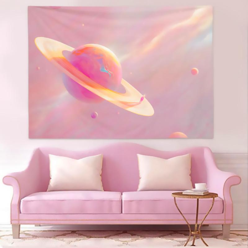 Облако Цветок Розовый Фон Гобелен Девушка Комната Украшения Стены Дома Психоделический Гостиная Красивый Гобелен