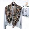 Silk Wool Paisley Camellia Scarf: 85x85cm, Double-Sided Coffee Print, Versatile and Warm Shawl.