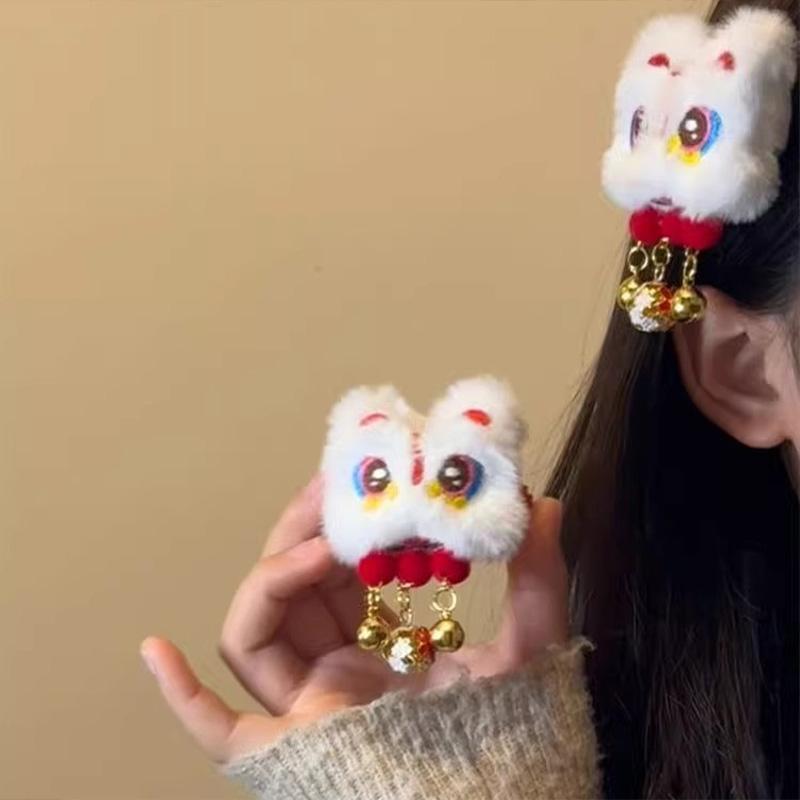 1/2pcs tassel hair clip, red New Year hair clip, Chinese style cute women's autumn and winter ancient style Hanfu headwear