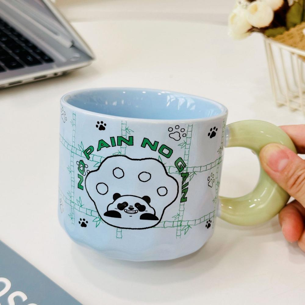 Cartoon Bear Embossed Ceramic Cup with Handle Single Cup Cute Girl Office Drinking Mug High Temperature Resistant Gift Cup