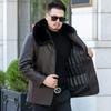Genuine Leather Jacket, Men's Lapel Thickened Winter Sheepskin Jacket, Middle-aged Dad's Jacket, Down-lined Leather Jacket