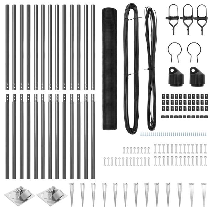 VidaXL Welded Wire Mesh Fence with 13 Anchor Posts Grey 1.4x25 M Steel 3352207