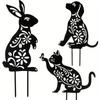 3 шт. Металлические силуэты животных Садовые колышки Собака Кошка Кролик Декор для двора и газона