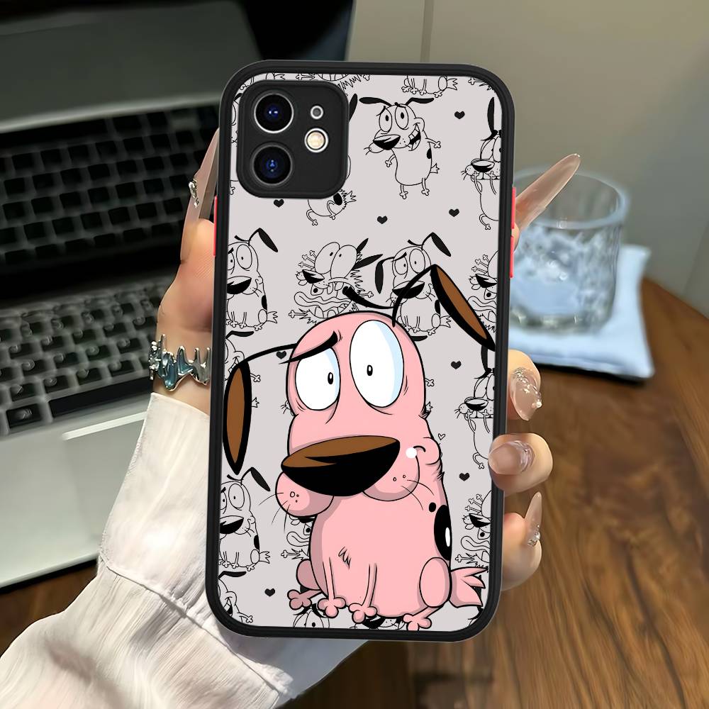 Courages Cowardly Dog For iPhone 11 12 13 14 15 16 Pro Max Plus Matte Translucent Phone Cover