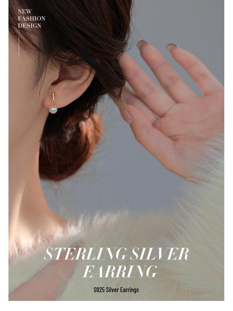 Серьги-пусеты Banyan Tree из серебра 925 пробы с натуральным жемчугом и бриллиантами для женщин - Изящные, Универсальные, Короткие.