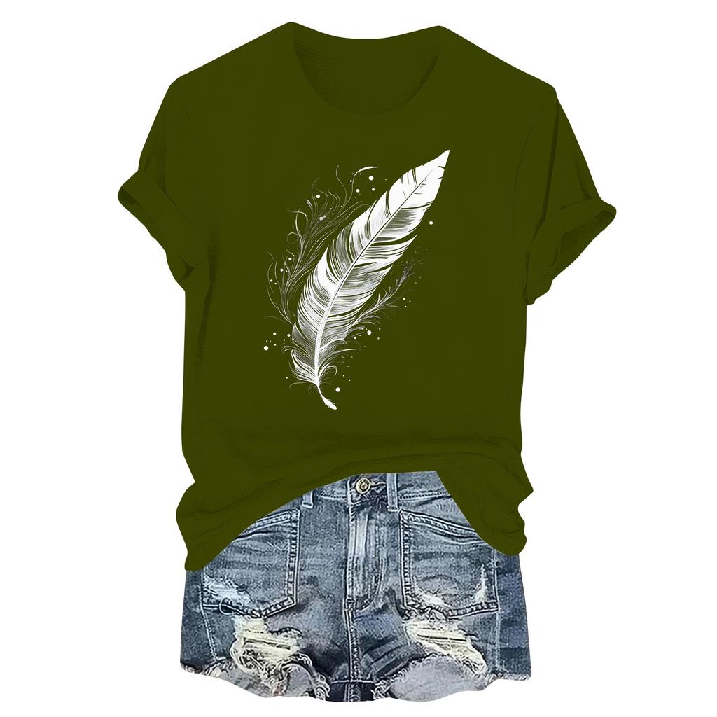 Женская модная повседневная плиссированная футболка с коротким рукавом с принтом