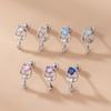 Корейская мода Разноцветные циркониевые серьги-пусеты с двойным наконечником из нержавеющей стали для хряща