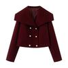 Spring New Women's Clothing Double Breasted Wide Lapel Long Sleeves Wool Blend Fashion Jacket Outwear 7522044