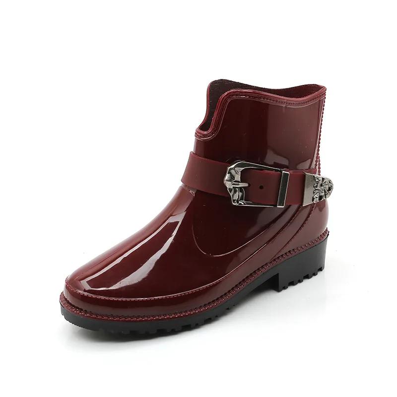 Модные резиновые сапоги для женщин, резиновые ботильоны, водонепроницаемая обувь для ходьбы, нескользящая обувь для тренировок в дождливую погоду