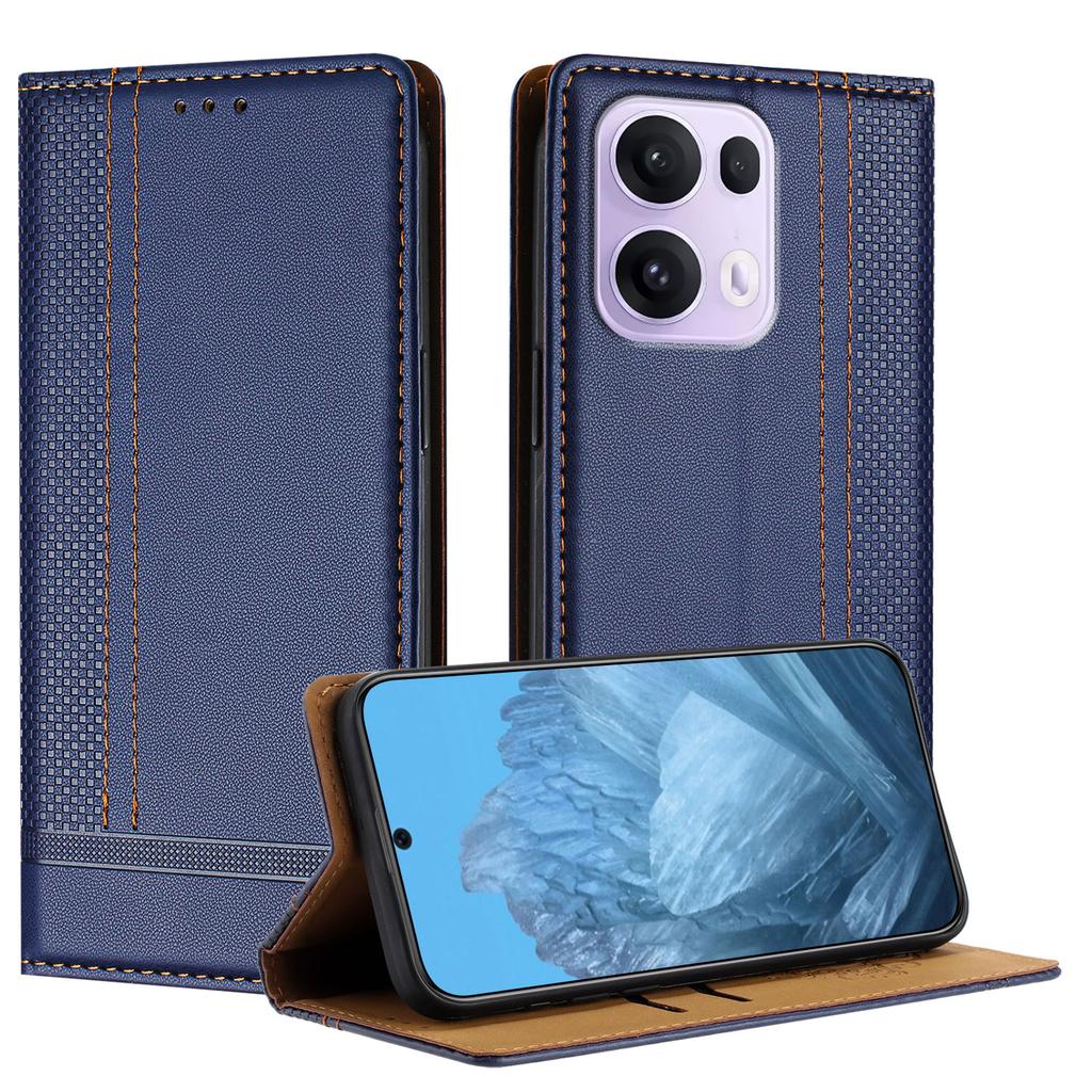 For Oppo Reno13 Pro 5G Case L-Shaped Grid Pattern Leather Stand Phone Cover with Card Slots