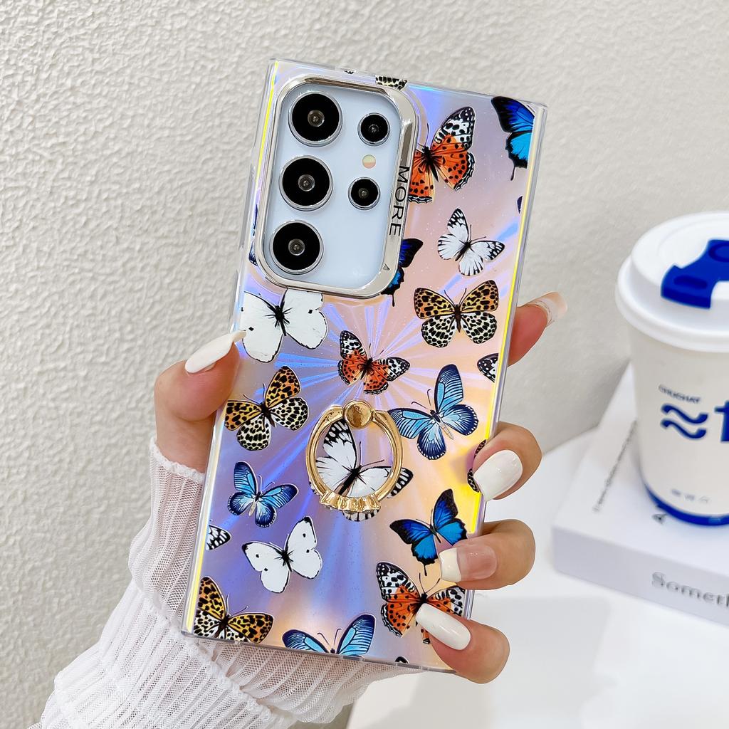 Чехол для Samsung Galaxy S23 Ultra с гальваническим лазерным узором в виде бабочки, устойчивый к царапинам