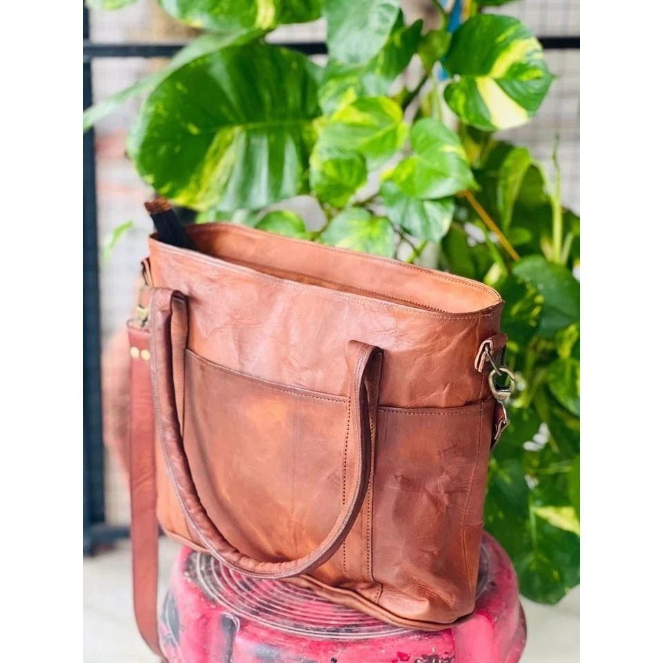 Женская сумка-тоут из натуральной надежной козьей кожи, ручной работы