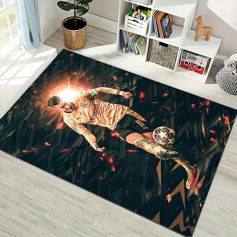 Borussia Dortmund BVB Football Player Print Area Rug, Soft Non Slip Floor Mat for Soccer Fan Room Decoration