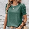 Женская модная повседневная плиссированная футболка с коротким рукавом и круглым вырезом