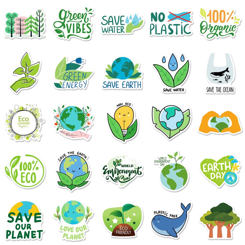 50 шт., наклейка с надписью об охране окружающей среды, наклейка в стиле граффити, наклейка на чемодан, наклейка для украшения мобильного телефона, планшета