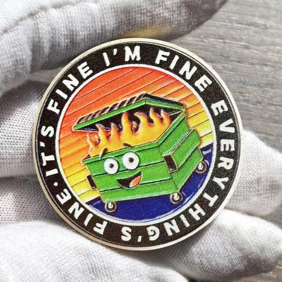 1/2/5 шт. монета в виде пламени мусорного контейнера, резная памятная медаль, медальон из металла, круглая коллекционная монета, украшение для домашнего офиса и стола