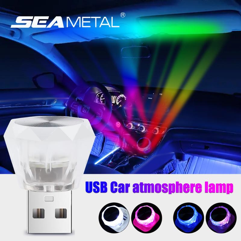 SEAMETAL Автомобильный USB Подсветка салона Мини Светодиодные Декоративные Атмосферные Лампы для Автомобильной Подсветки Салона Компьютерный Портативный Свет Plug Play