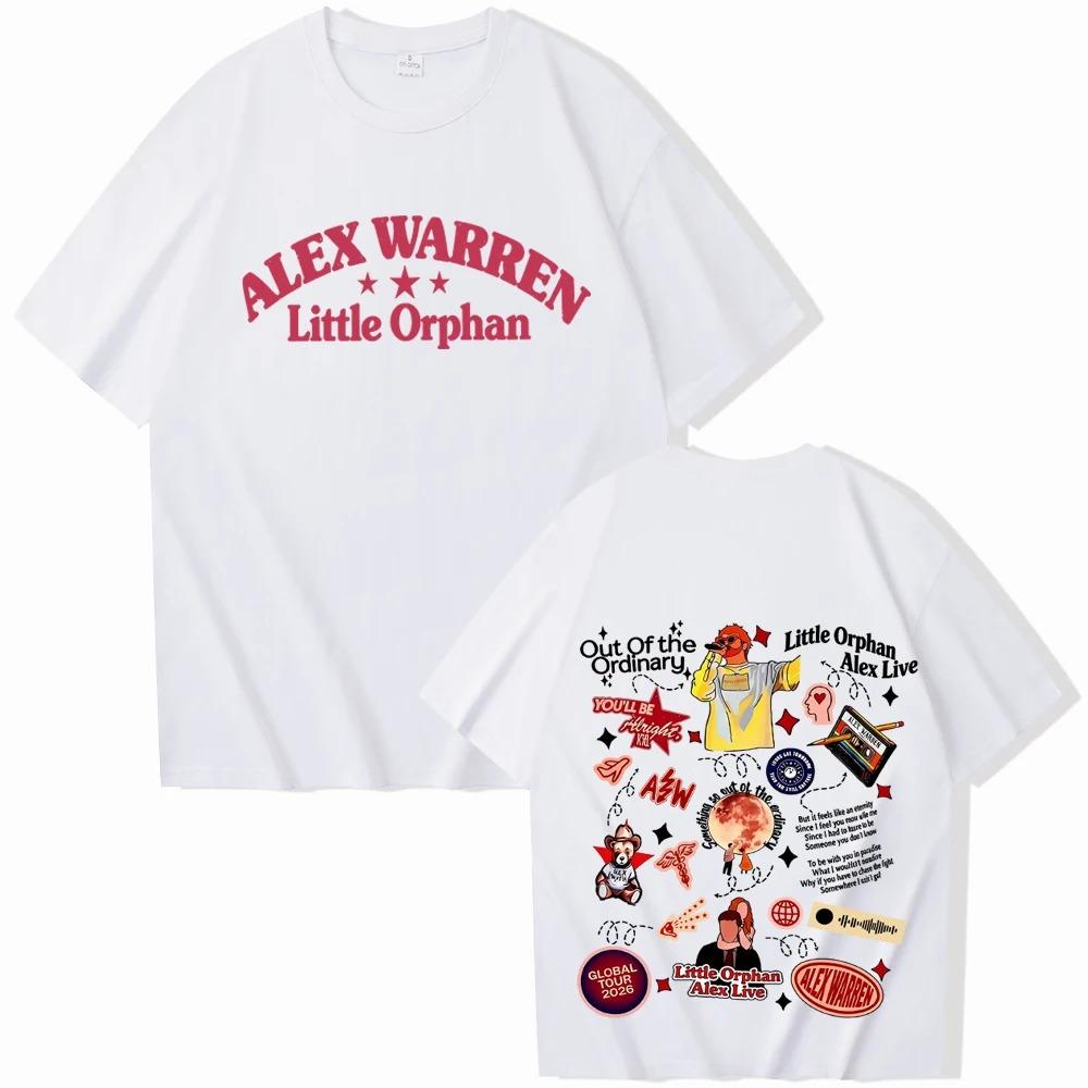 Футболка Alex Warren Tour 2026 Мужская Женская Харадзюку Короткий рукав Круглый вырез Повседневная рубашка Хип-хоп Уличная одежда Оверсайз Футболка